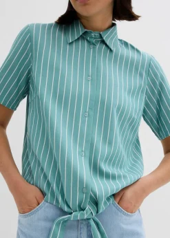 bonprix Chemisier manches courtes rayé à détail noué|Femme Chemisiers