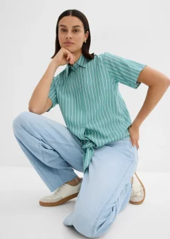 bonprix Chemisier manches courtes rayé à détail noué|Femme Chemisiers