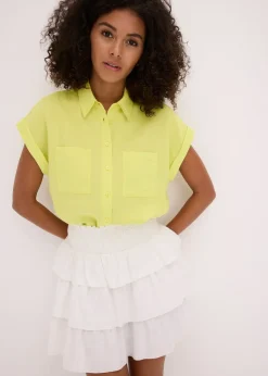 bonprix Chemisier manches courtes fluide en lyocell mélangé|Femme Chemisiers