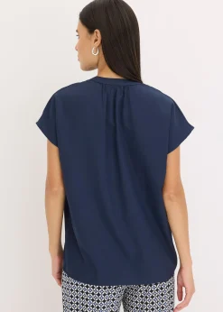 bonprix Chemisier manches courtes à boutonnage invisible|Femme Chemisiers