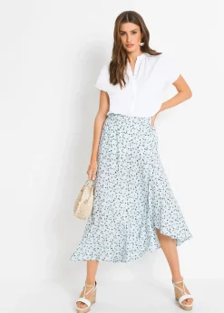 bonprix Chemisier manches courtes à boutonnage invisible|Femme Chemisiers