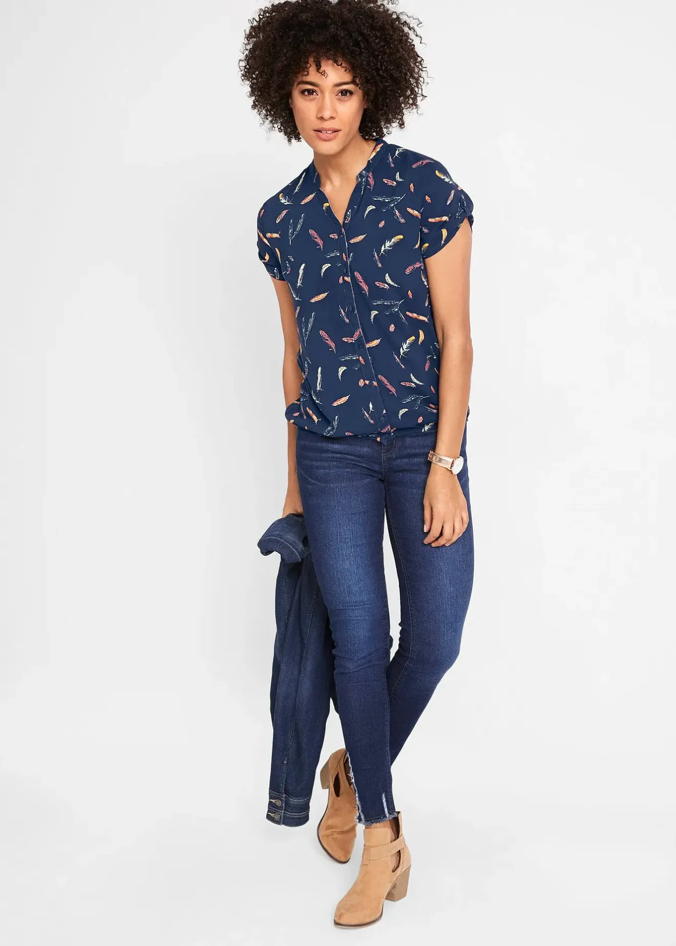 Femme bonprix Chemisiers|Chemisier manches courtes en viscose fluide