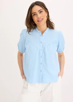 bonprix Chemisier manches courtes en gaze de coton|Femme Chemisiers