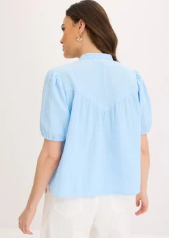 bonprix Chemisier manches courtes en gaze de coton|Femme Chemisiers