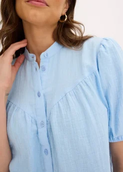 bonprix Chemisier manches courtes en gaze de coton|Femme Chemisiers