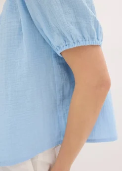 bonprix Chemisier manches courtes en gaze de coton|Femme Chemisiers