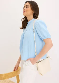 bonprix Chemisier manches courtes en gaze de coton|Femme Chemisiers