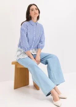 Femme bonprix Chemisiers|Chemisier oversize à broderie anglaise