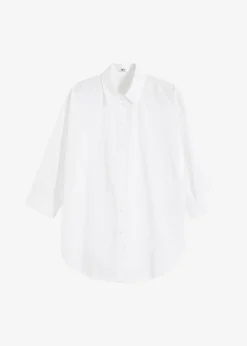 bonprix Chemisier oversize en coton, manches 3/4|Femme Chemisiers