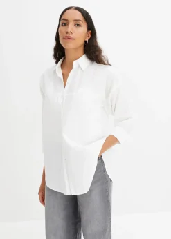 bonprix Chemisier oversize en coton, manches 3/4|Femme Chemisiers