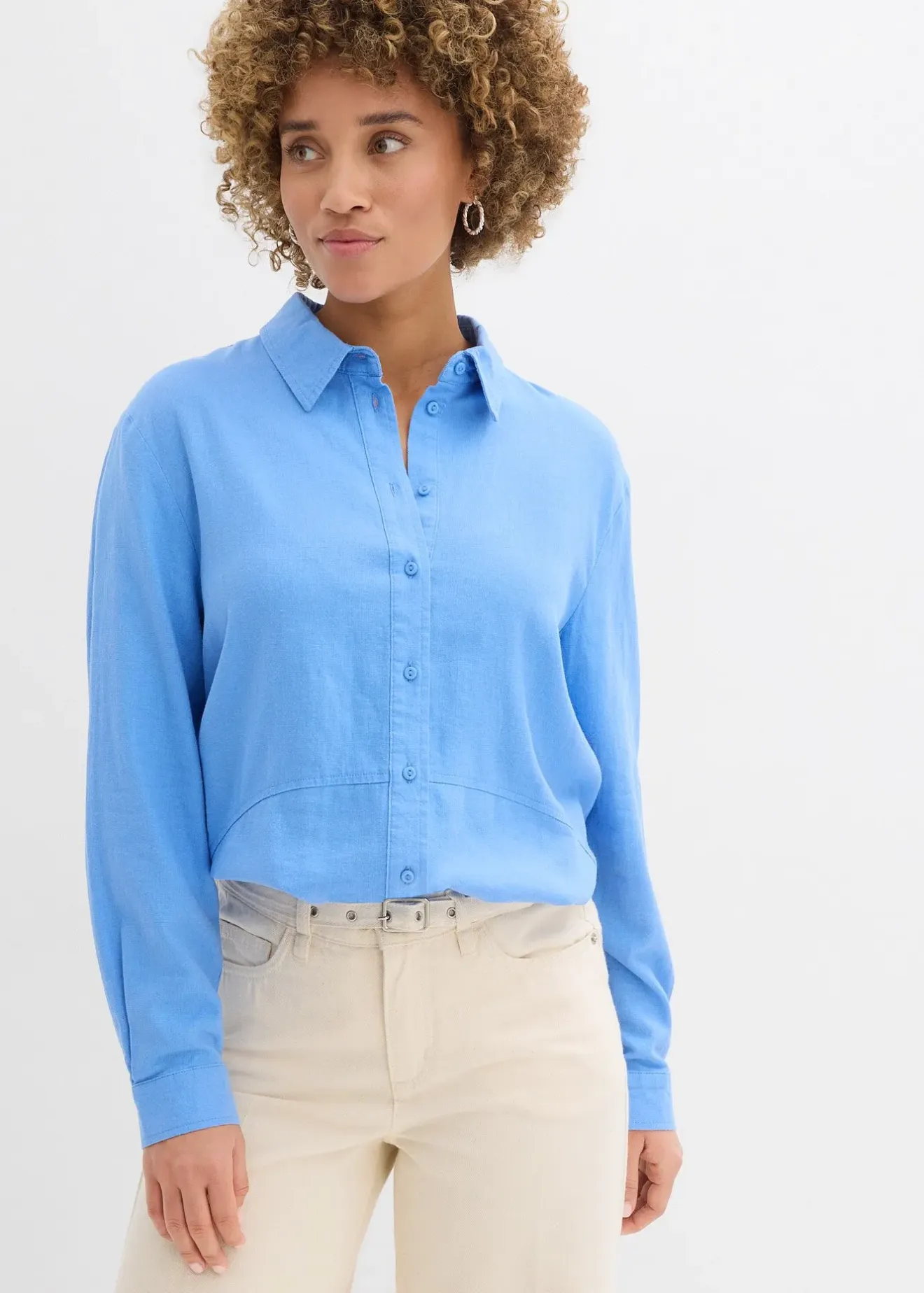 Femme bonprix Chemisiers|Chemisier oversize en lin mélangé