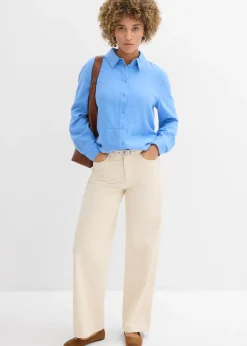 Femme bonprix Chemisiers|Chemisier oversize en lin mélangé