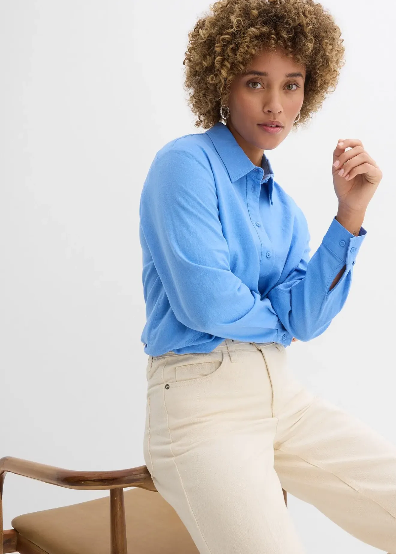 Femme bonprix Chemisiers|Chemisier oversize en lin mélangé