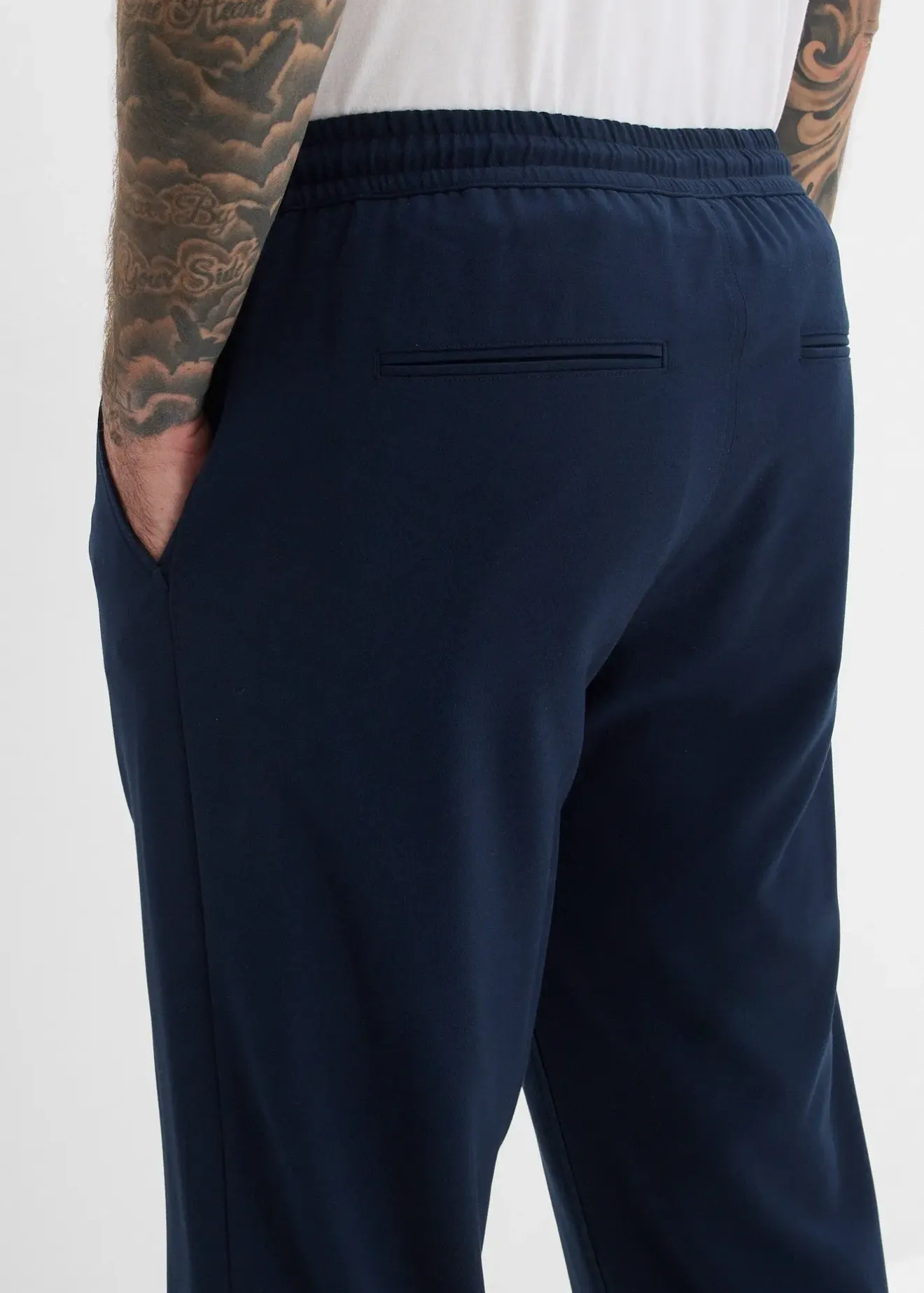 bonprix Chino extensible à taille élastiquée, droit et ample|Homme Pantalons