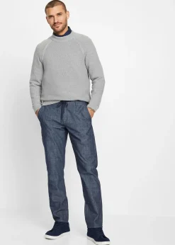 Homme bonprix Pantalons|Chino regular et droit en chambray