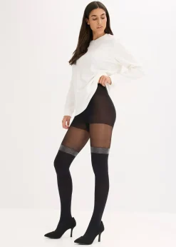 bonprix Collant 70den effet faux bas, avec bordure brillante|Femme Chaussettes & Collants