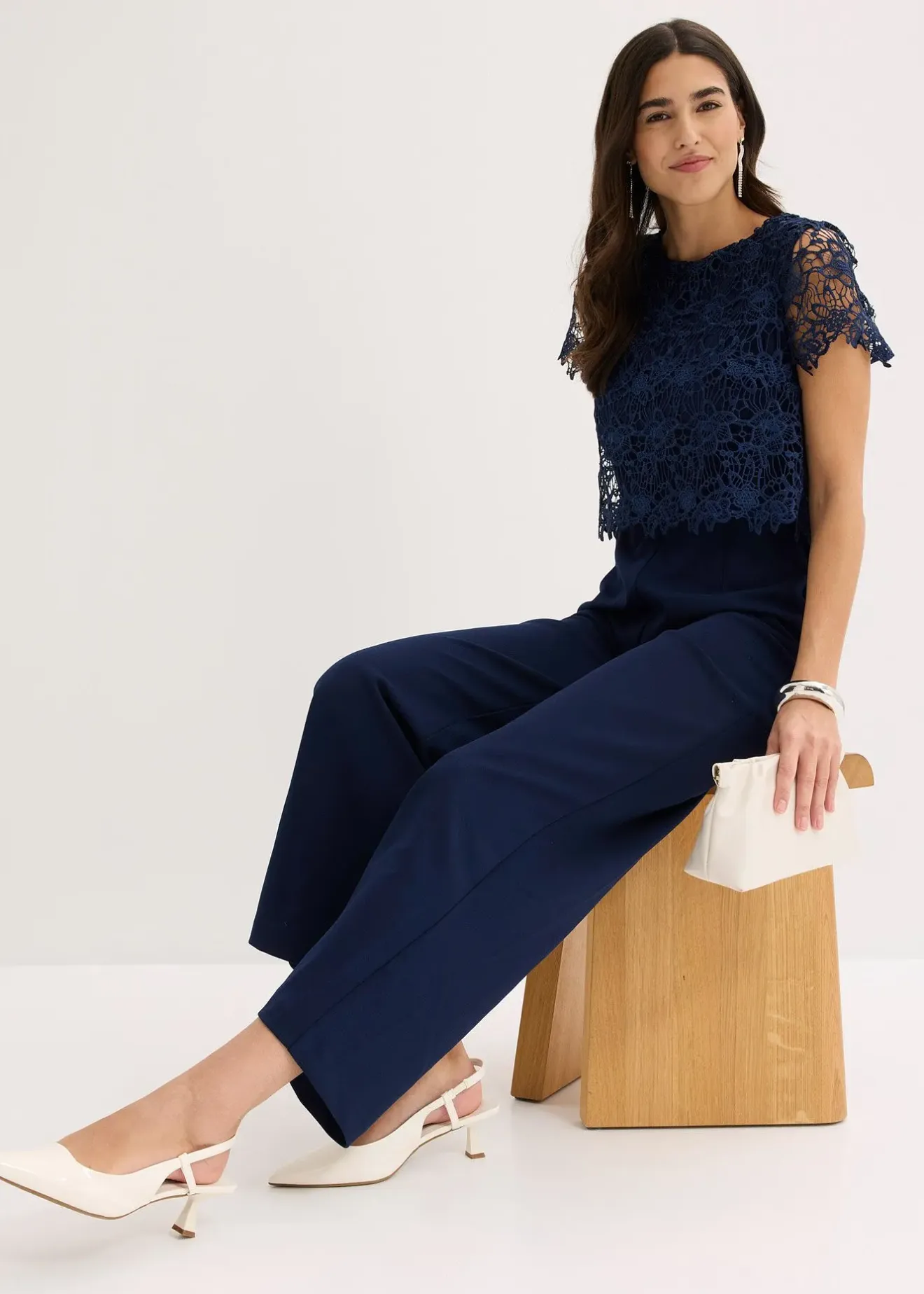 Femme bonprix Mode Festive|Combinaisons|Combinaison douce en matière néoprène avec dentelle