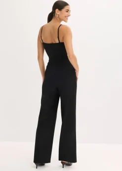 bonprix Combinaison en crêpe texturé avec perles brodées|Femme Mode Festive|Combinaisons