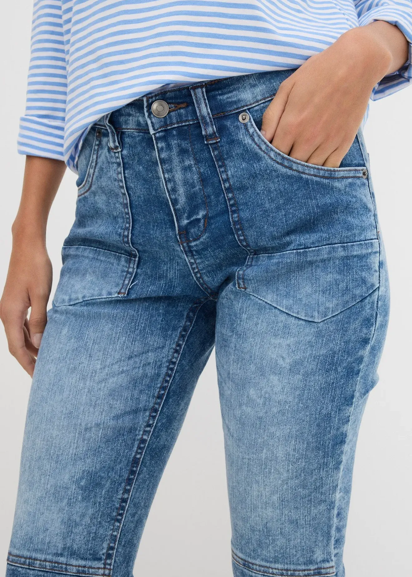 Femme bonprix Jeans|Corsaire en jean extensible