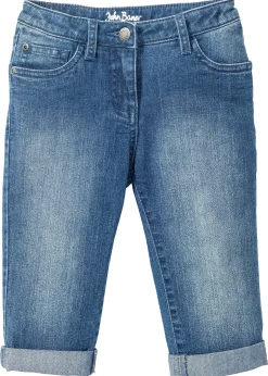 bonprix Corsaire en jean, taille mi-haute et réglable|Enfant Vêtements Enfant|Filles 9-16 Ans·Jeans