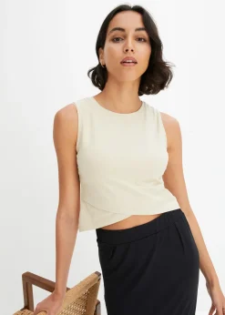 bonprix Crop top en coton extensible|Femme T-Shirts & Tops