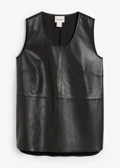 bonprix Débardeur avec devant en cuir nappa d’agneau|Femme Premium|T-Shirts & Tops