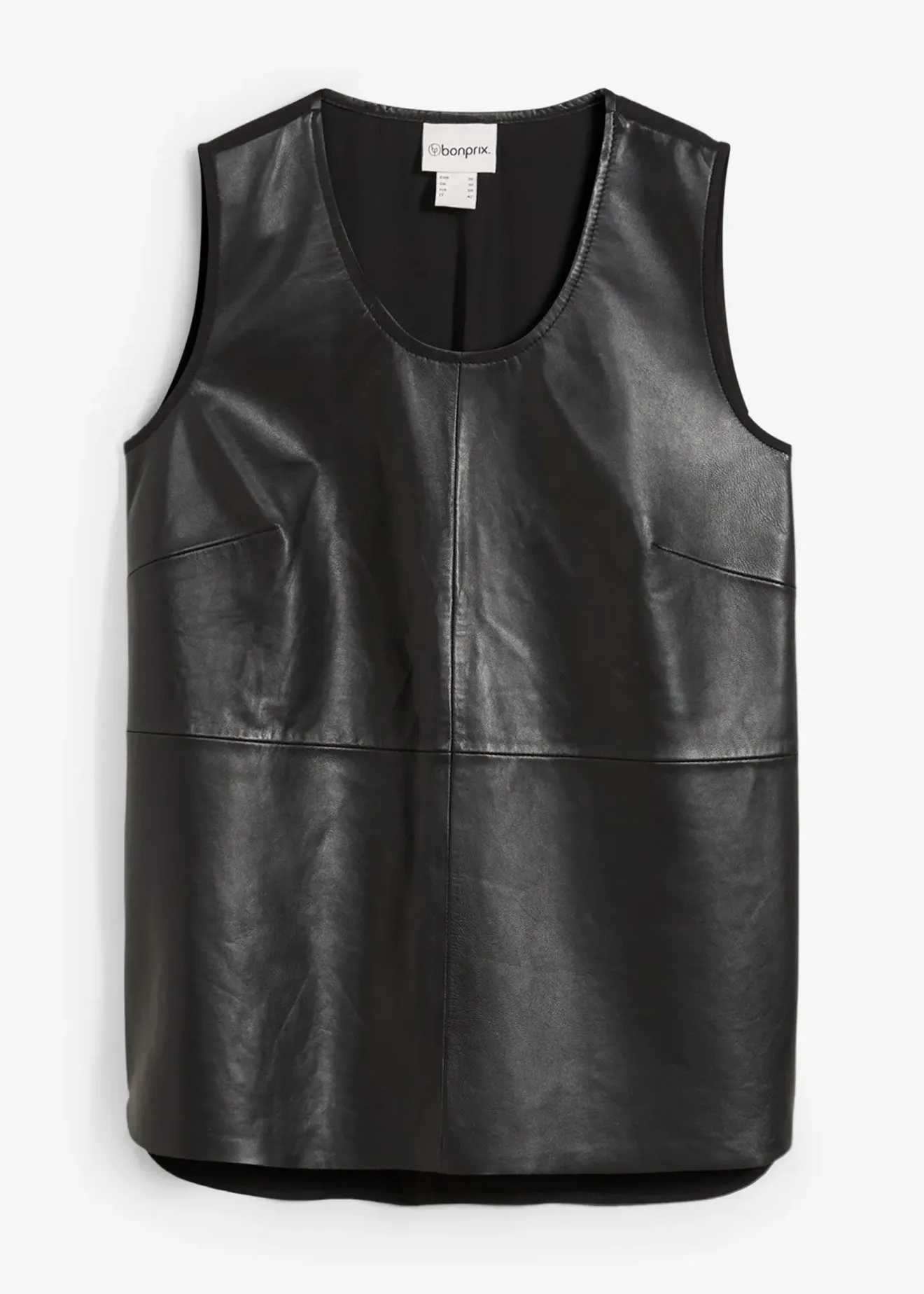 bonprix Débardeur avec devant en cuir nappa d’agneau|Femme Premium|T-Shirts & Tops