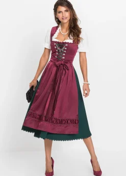bonprix Dirndl à tablier en satin brodé (ens. 2 pces)|Femme Tailles Petite|Robes