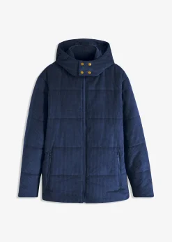 Homme bonprix Vestes|Doudoune en velours côtelé à capuche amovible