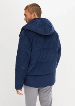 Homme bonprix Vestes|Doudoune en velours côtelé à capuche amovible