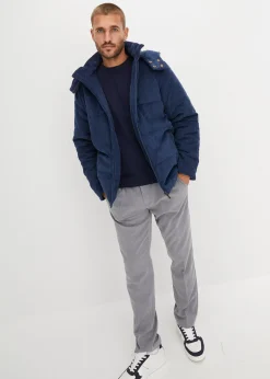 Homme bonprix Vestes|Doudoune en velours côtelé à capuche amovible