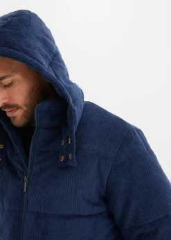 Homme bonprix Vestes|Doudoune en velours côtelé à capuche amovible