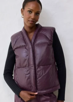 Femme bonprix Vestes & Manteaux|Doudoune sans manches en cuir d’agneau nappa