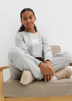 bonprix Ensemble d’intérieur en coton mélangé avec un sweat court|Enfant Vêtements Enfant|Filles·Pyjamas & Chemises De Nuit