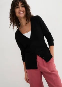 bonprix Gilet boutonné en maille fine|Femme Maille|Basiques