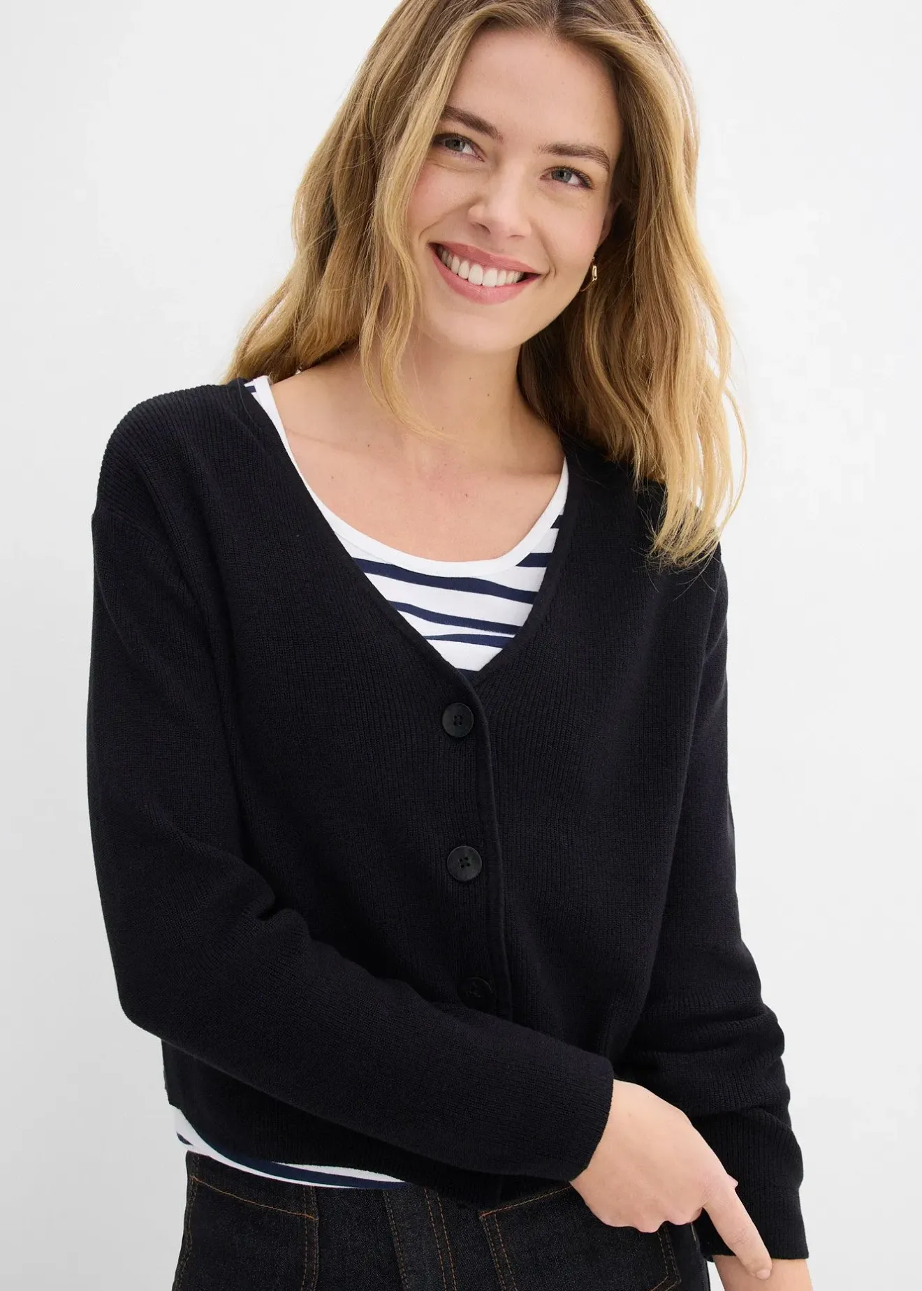 Femme bonprix Maille|Basiques|Gilet court en maille 100% coton