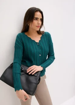 bonprix Gilet court en maille ajourée|Femme Maille|Pulls & Gilets