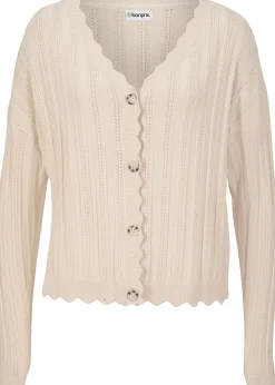 Femme bonprix Maille|Pulls & Gilets|Gilet court en maille ajourée