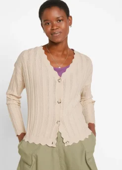 Femme bonprix Maille|Pulls & Gilets|Gilet court en maille ajourée