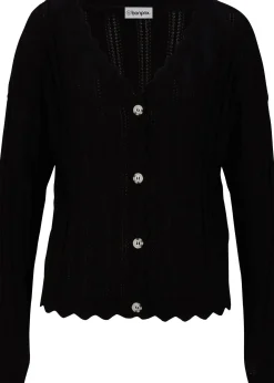 bonprix Gilet court en maille ajourée|Femme Maille|Pulls & Gilets