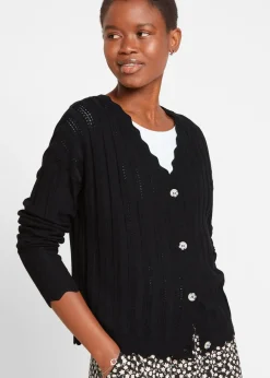 bonprix Gilet court en maille ajourée|Femme Maille|Pulls & Gilets