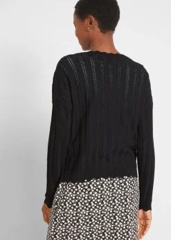 bonprix Gilet court en maille ajourée|Femme Maille|Pulls & Gilets