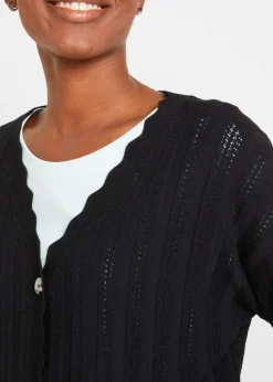 bonprix Gilet court en maille ajourée|Femme Maille|Pulls & Gilets