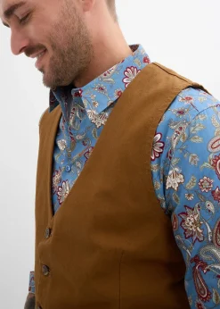 bonprix Gilet de costume en toile de coton|Homme Vestes