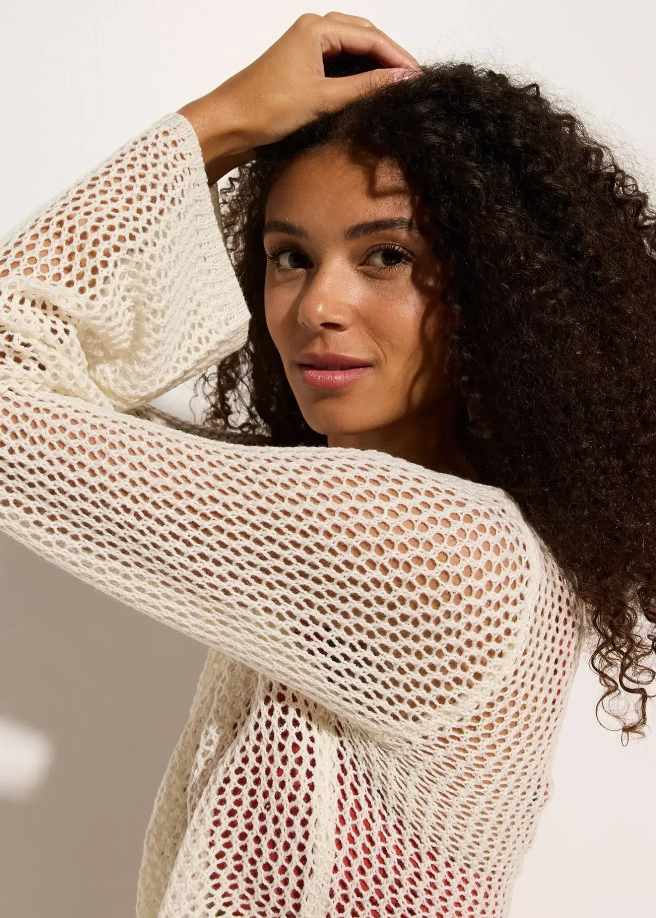 Femme bonprix Vêtements De Plage|Maille|Gilet de plage transparent, aspect crochet