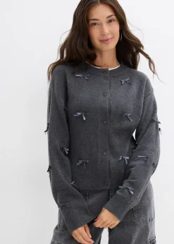 Femme bonprix Maille|Pulls & Gilets|Gilet en fine maille avec petits nœuds