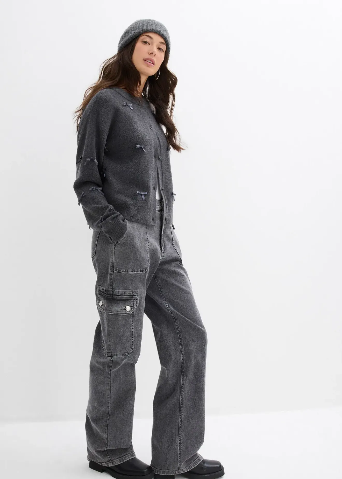 Femme bonprix Maille|Pulls & Gilets|Gilet en fine maille avec petits nœuds