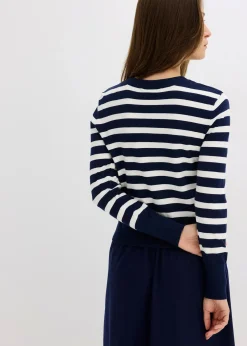 Femme bonprix Maille|Pulls & Gilets|Gilet en fine maille rayée