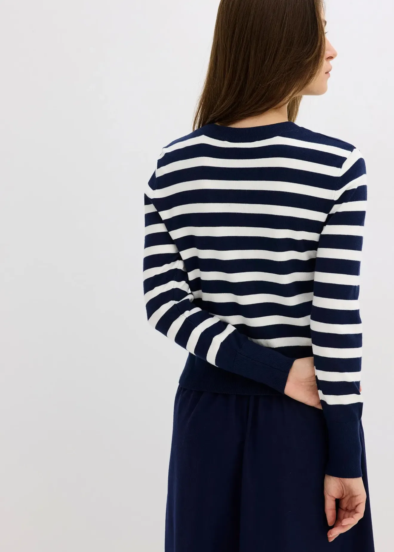 Femme bonprix Maille|Pulls & Gilets|Gilet en fine maille rayée