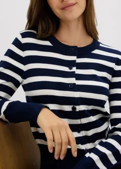 Femme bonprix Maille|Pulls & Gilets|Gilet en fine maille rayée